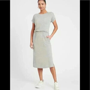 Banana Republic Grey Knit Midi T-Shirt Dress
